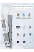 DEANB Alüminyum Metalik 4'ü 1 Arada USB + Type-C Çevirici, USB 3.0 Hızlı Klavye-Mouse Data Çoklayıcı - 7