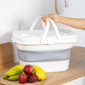 Porsima 07-1304 Katlanır Piknik Sepeti - Silikonlu Katlanabilir Saklama Kutusu - 21 L Beyaz thumbnail 2