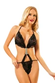 Siyah Dantelli Bodysuit - 1