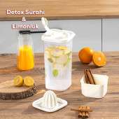 Porsima 06-1109 Detoks Sürahi & Limonluk Şeffaf 1,5 L - Beyaz thumbnail 1