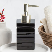 Porsima 3206 Seramik Sıvı Sabunluk - Tezgah Üstü Banyo Mutfak Lavabo Sabunluğu - 275 cc Siyah - 1