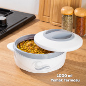 Porsima 3149 1000 mL Yemek Termosu - Sızdırmaz Kilitlenebilir Kapak Paslanmaz Çelik Sefer Tası - Beyaz - 1
