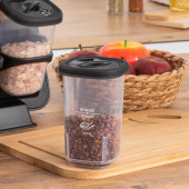 Porsima 1121 Standlı 360° Döner Kapaklı Etiketli Baharatlık Seti - Erzak Saklama Kabı Siyah - 4