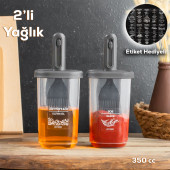 Porsima 0520 2'li Silikon Fırçalı Yağlık Sosluk - Yağdanlık Erzak Saklama Kabı 350 cc Antrasit - 5