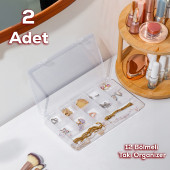 Porsima 2 li ORG-601 Aria 12 Bölmeli Kendinden Kapaklı Takı Toka Organizeri Düzenleyici - Şeffaf - 1