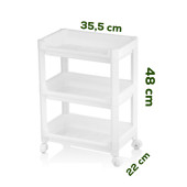 Porsima RAFTY-73-1 Tekerlekli 4 Katlı Düzenleyici - 35,5 x 22 x 48 cm Hareketli Geniş Raf - Beyaz - 2