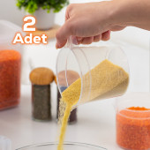 Porsima KRD-0040 2'li 400 mL Şeffaf Plastik Ölçek Kabı - Beher Ölçü Kabı thumbnail 2