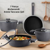 Lines L-5090 İndüksiyon Taban BioSeramik Kristal 7 Parça Tencere Seti - Gri - 1