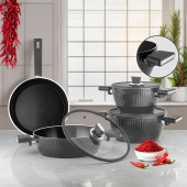 Lines L-5090 İndüksiyon Taban BioSeramik Kristal 7 Parça Tencere Seti - Gri - 2