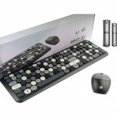 Hunter Series Gray Xt Retro Kablosuz Klavye ve Mouse Seti - 1