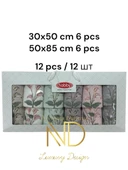6'50x85cm 6'30X50 12'li Nakışlı Havlu Begonia - 2
