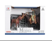 YUMURCAK TOYZ Model Hayvan Seti Jokey At ve Tay Kahverengi Kız Erkek Çocuk Oyuncak Eğitici Oyuncaklar thumbnail 1