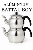 Alüminyum Küre Çaydanlık Battal Boy Siyah Kulp - 1