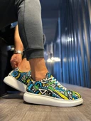 Yüksek Taban Renkli Baskılı Günlük Ayakkabı Sarı (Beyaz Taban) thumbnail 3