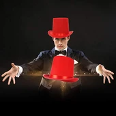 Yetişkinler İçin Kırmızı Renk Ringmaster Sihirbaz Şapkası Fötr Şapka 15 cm thumbnail 2