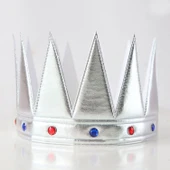 Gümüş Renk Eva Yumuşak Kral Kraliyet Tacı Yetişkin Çocuk Uyumlu 55 cm thumbnail 8