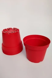 12 cm Kaktüs Sukulent Saksısı 5 Adet Kırmızı Tekpar Plastik Üretim Saksısı Bol Drenaj Deliği - 1