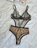 AmoraSecret AmoraSecret Desenli Ten Siyah Bodysuit - 1