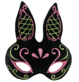 Siyah Renk Pembe Gold Simli Siyah Süet Kaplama Tavşan Maskesi 18x16 cm thumbnail 6