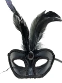 Siyah Renk Rugan Kaplama Siyah Tüylü Parti Maskesi 18x20 cm thumbnail 6