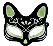 Siyah Renk Süet Kaplama Üzeri Gümüş Yeşil Simli Kedi Maskesi 17x14 cm thumbnail 11