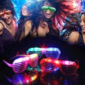 Led Işıklı Pilli Panjur Şekilli Rengarenk Yanıp Sönen Lüks Parti Gözlüğü Karışık 12 Adet thumbnail 14