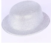 Gümüş Renk Yuvarlak Simli Plastik Parti Şapkası - 3