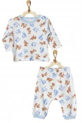 Andywawa Erkek Bebek Sincap Desenli Ekru 2li Pijama Takım AC22319 - 1