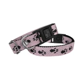Köpek Tasması Patili Dokuma 2 cm - Min: 30 cm - Max: 50 cm Açık Pembe - 1