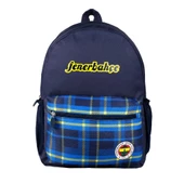 Fenerbahçe Orijinal Lisanslı Mavi Ekoseli Spor Sırt Çantası Fb Okul Çantası - 1