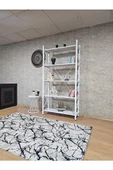 Beyaz Boyalı Kitaplık - 5 Raflı Suntalem Lüks Kitaplık Beyaz Mermer - 3