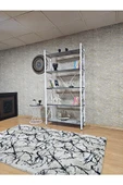 Beyaz Boyalı Kitaplık - 5 Raflı Suntalem Lüks Kitaplık Marmol - 3