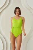 AmoraSecret AmoraSecret Özel Tasarım Bel İp Detay Fitilli Yeşil Mayo - 1