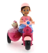 OMZ Cute Doll Mini Bebek ve Köpekli Mor Motorsiklet Kız Erkek Çocuk Oyuncak Eğitici Oyuncaklar thumbnail 3