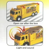 OMZ Sürtmeli Sesli ve Işıklı İş Makinesi Taşıyıcı Sarı Tır Kız Erkek Çocuk Oyuncak Eğitici Oyuncaklar thumbnail 3