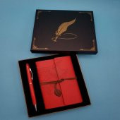Defter Kalem Kırmızı Renk Dekoratif Hediyelik - 1