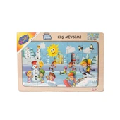 OMZ ONY-109-110-111-112 Ahşap Eğitici Çocuk Puzzle -Kış Mevsimi Kız Erkek Çocuk Oyuncak Eğitici Oyuncakl - 1