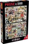 Anatolian 2 x 500 Parça Sevimli Kediler - Komik Köpekler Puzzle - 3611 - 3