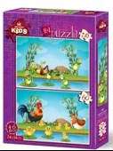 Art Kids Hayvanlar ve Yavruları 35+60 Parça 2'li Çocuk Puzzle - 1