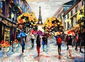 Nova Puzzle 1000 Parça Yağmurlu Havada Eyfel Sokakları Puzzle - Yağlıboya thumbnail 1