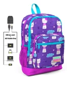 Coral High Kids Dört Gözlü Kız Çocuk İlkokul Çantası - Kedi Baskılı - USB+AUX Soketli thumbnail 1