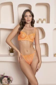 AmoraSecret AmoraSecret Özel Tasarım Turuncu Dantel İşlemeli Desteksiz Brode Sütyen Takımı - 2