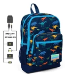 Coral High Kids Dört Gözlü Erkek Çocuk İlkokul Çantası - Dinazor Desenli - USB+AUX Soketli thumbnail 1