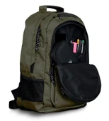 Jacbag Student Üç Bölmeli Haki Yeşil Çocuk Genç Yetişkin Sırt Çantası - Okul, Günlük Seyahat thumbnail 4