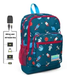 Coral High Kids Dört Gözlü Erkek Çocuk İlkokul Çantası - Astronot Baskılı - USB+AUX Soketli thumbnail 1