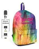 Coral High Gökkuşağı Desenli Sırt Çantası - Okul ve Günlük - USB+AUX Soketli thumbnail 1