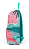 Coral High Yeşil Pembe Flamingo Desenli Sırt Çantası - Okul ve Günlük - USB+AUX Soketli thumbnail 2