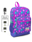 Coral High Kids Dört Gözlü Kız Çocuk İlkokul Çantası - Kalpler Baskılı - USB+AUX Soketli thumbnail 1