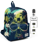 Coral High Lacivert Kurukafa Üç Gözlü Okul ve Günlük Sırt Çantası - USB+AUX Soketli thumbnail 1