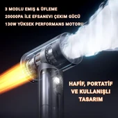 Coofbe 130W 3Modlu 20000PA Araç Süpürgesi 7800Mah Şarjlı Oto Süpürgesi Ve 100000 Rpm Üfleme Makinası thumbnail 2